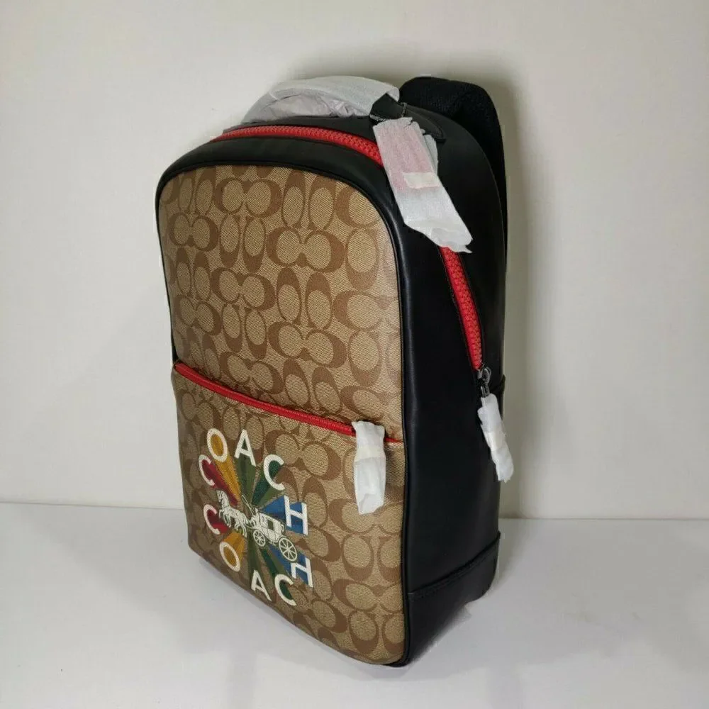 NWT C6856 Coach Westway Backpack In Signature Canvas Radial Rainbow